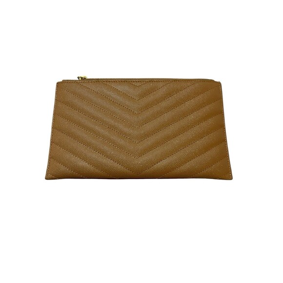 Saint Laurent Monogram Quilted Leather Bill Pouch Wallet Dune - Picture 2 of 10